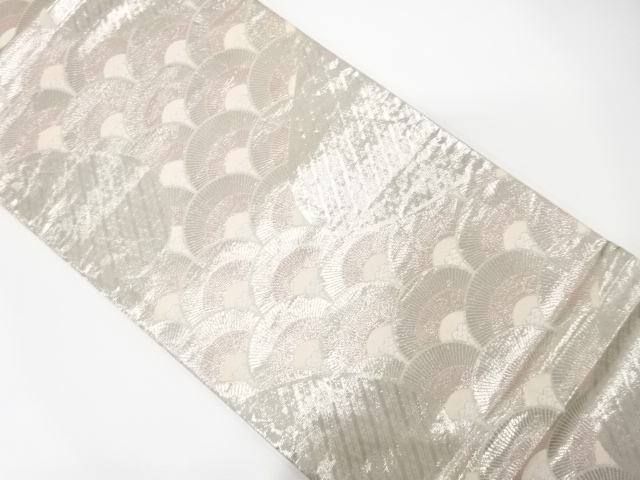 JAPANESE KIMONO / ANTIQUE FUKURO OBI / SILK / WOVEN STREAM & SEIGAIHA